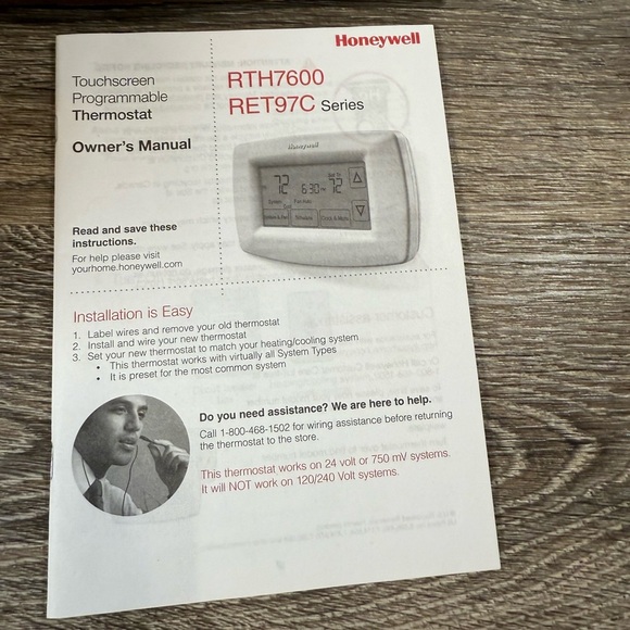 Honeywell Thermostat Programmable RTH7600D 6"w x3.2"h x 1"d White Used Tested - Picture 5 of 5